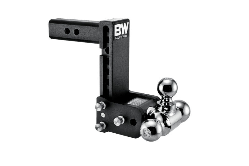 B&W Tow & Stow 2in Tri-Ball Receiver Hitch, Black, 7in Drop-7.5in Rise