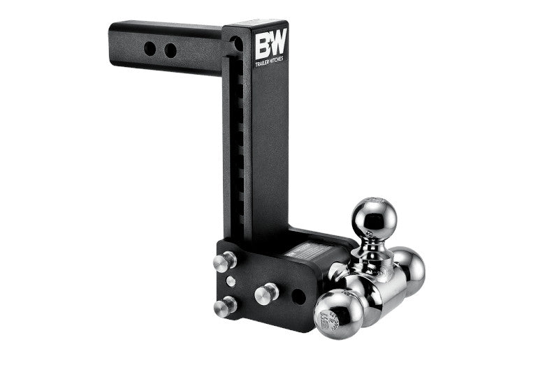 B&W Tow & Stow 2in Tri-Ball Receiver Hitch, Black, 9in Drop-9.5in Rise