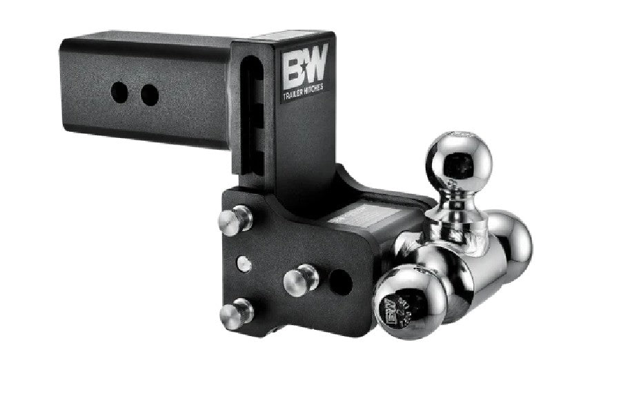 B&W Tow and Stow Adjustable Ball Mount - 3in Shank 4.5in Drop 3 Ball Configurations - Black
