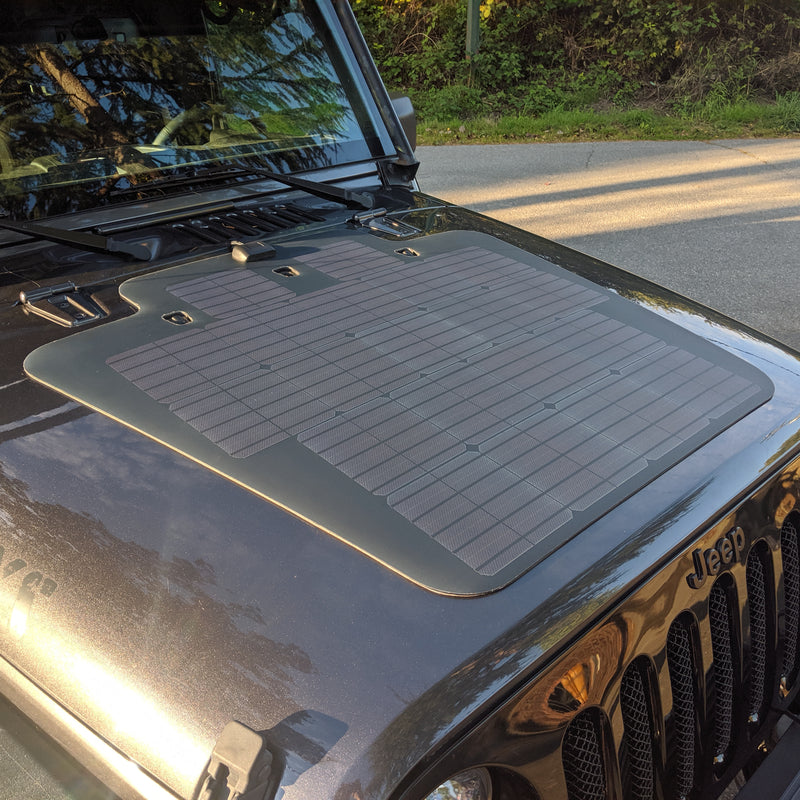 Jeep Wrangler JK Cascadia 4X4 VSS Hood Mount Solar Panel System - 100 Watt | CHF114CV