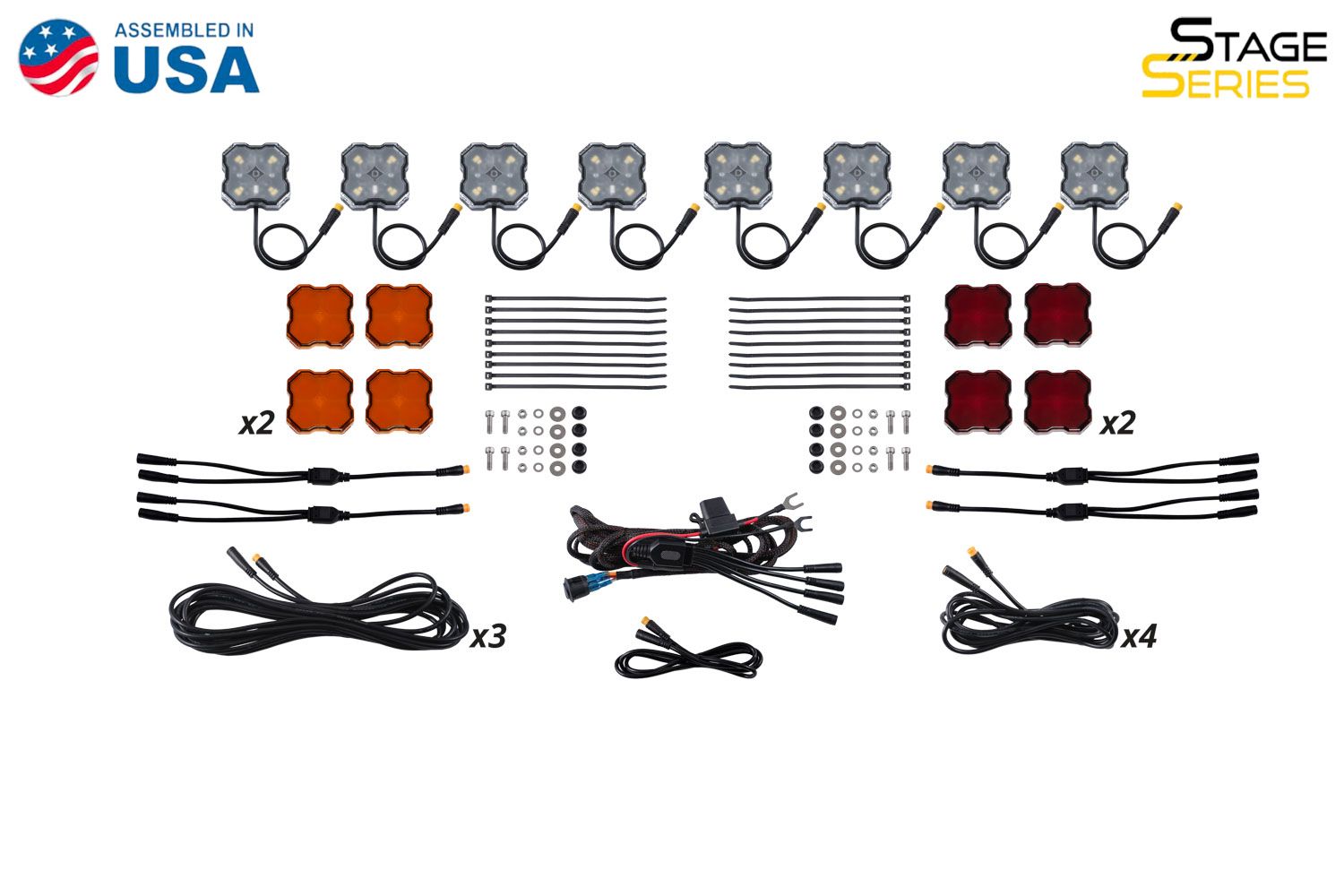 Diode Dynamics Stage Series Single Color White LED Rock Lights, 8-Pack