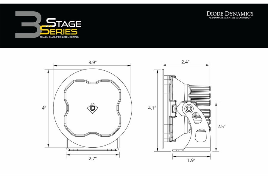 Diode Dynamics SS3 Pro, Round - Fog, White