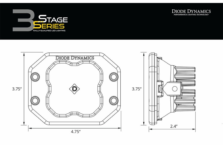 Diode Dynamics SS3 Sport Flush Mount LED Pod - Driving, White