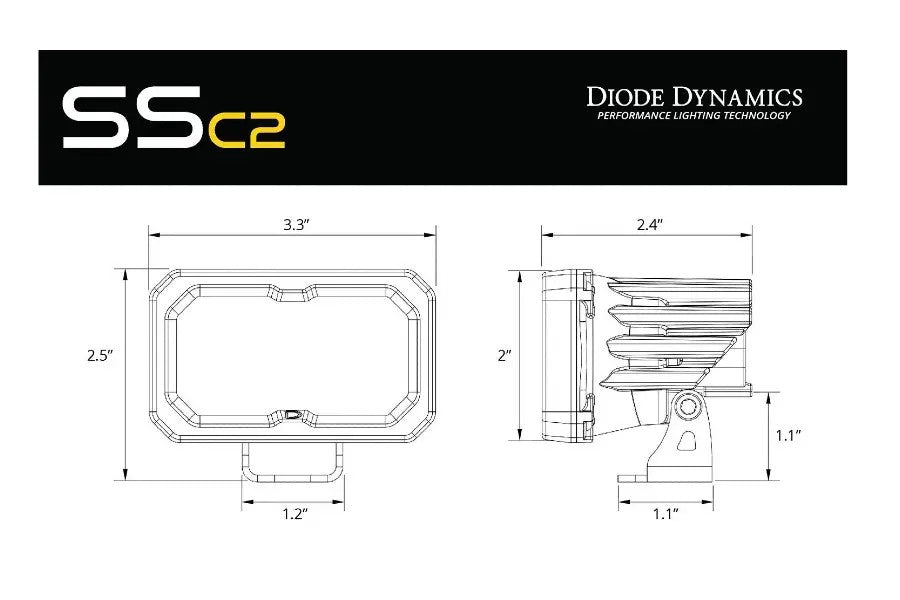 Diode Dynamics SSC2 2IN Sport LED Combo Pod, WBL