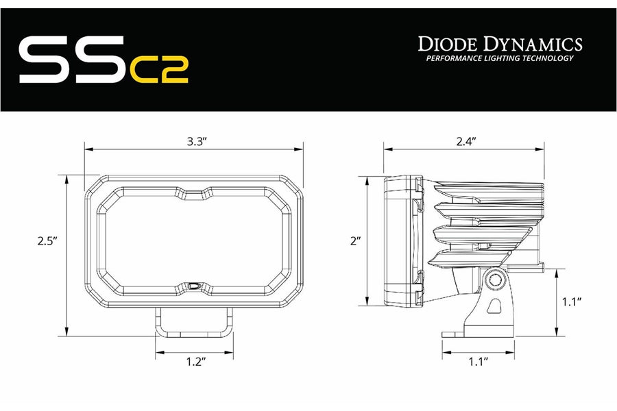 Diode Dynamics Pro Standard Fog Light Pod WBL, Pair