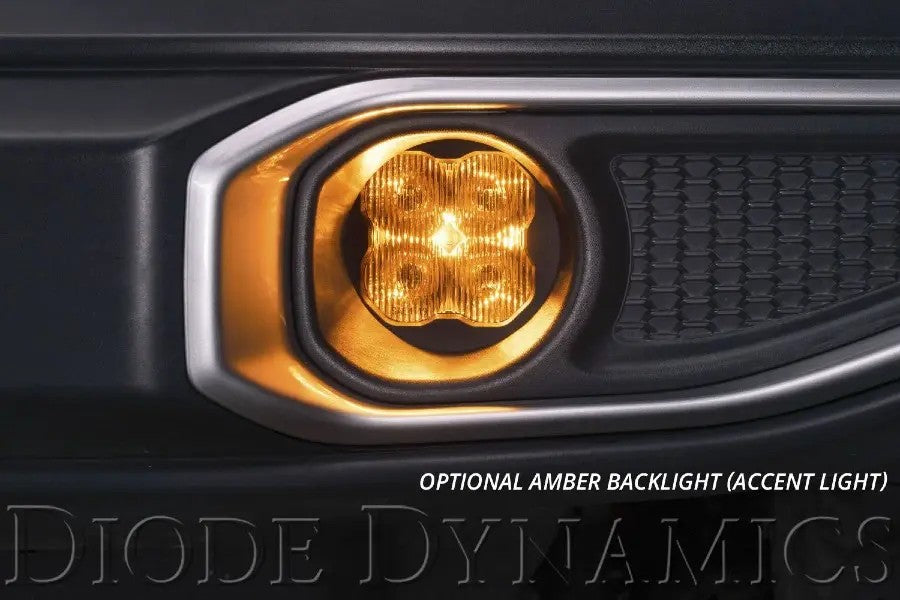Diode Dynamics Stage 3in SS3 Pro Type AS Fog Light Kit, ABL, SAE/DOT - White w/ Amber Backlight - 2021+ Ford Bronco