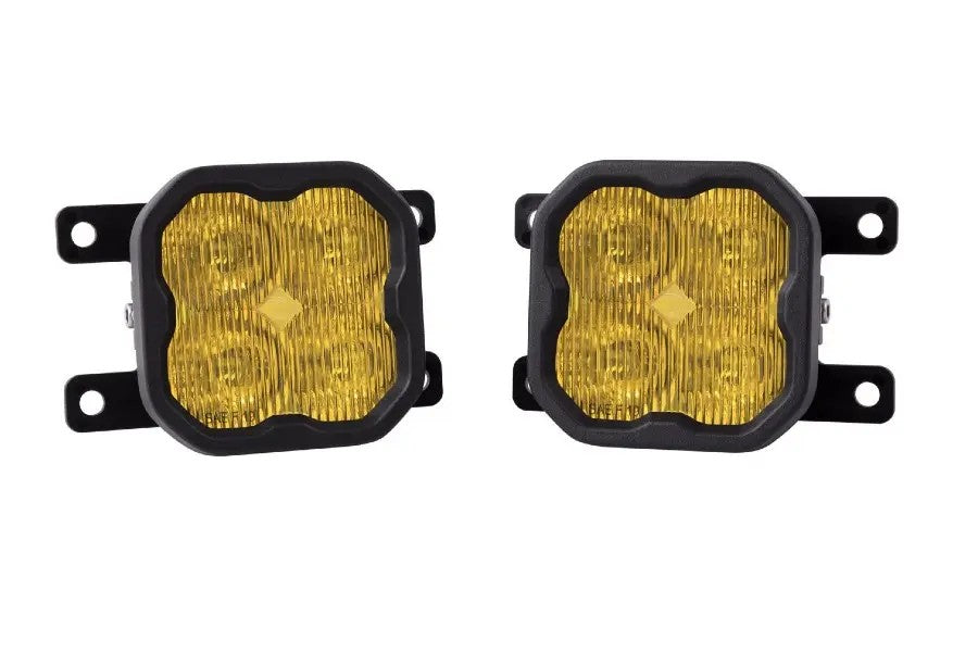 Diode Dynamics 3in SS3 Pro Type AS Fog Light Kit, SAE/DOT - Yellow w/ Amber Backlight - 2021+ Ford Bronco