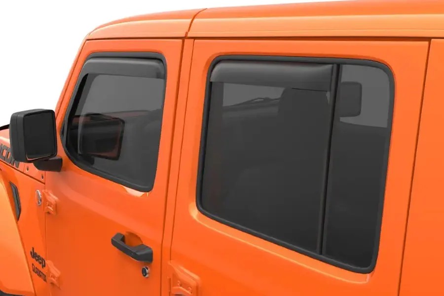 Jeep Wrangler JL & Gladiator JT EGR USA In-Channel Window Visors, Front and Rear Set, Dark Smoke | 575251