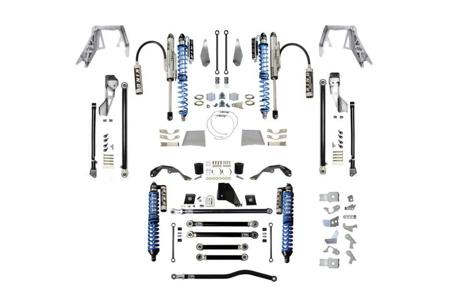 EVO Manufacturing 2.5in King Front Double Throw Down Long Arm, Rear, Coil Over Bypass, Pro Plus Lift, JT Diesel