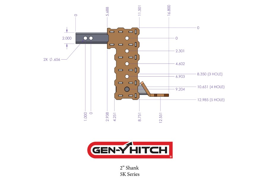 GEN-Y Hitch Rebel Series Standard Drop Hitch w/ Ball Mount - 2in Shank, 4.5in Drop