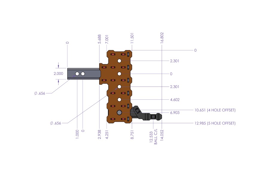 GEN-Y Hitch Rebel X Tactical Drop Hitch w/ Platinum Ball Mount - 2in Shank, 4in Drop