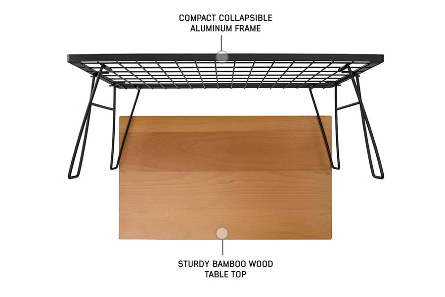 Overland Vehicle Systems Kick It Collapsible Wood Base w/Storage Bag Camp Table