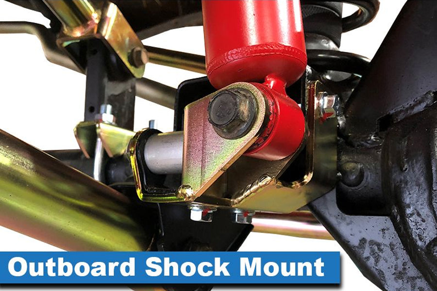 2007-18 Jeep Wrangler JK MetalCloak Outboard Shock Mount Spacer Relocation Kit - Lower Front