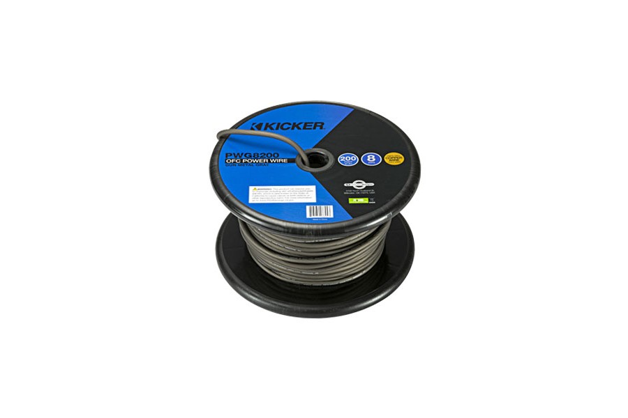 Kicker 200ft 8AWG Power Cable - Gray