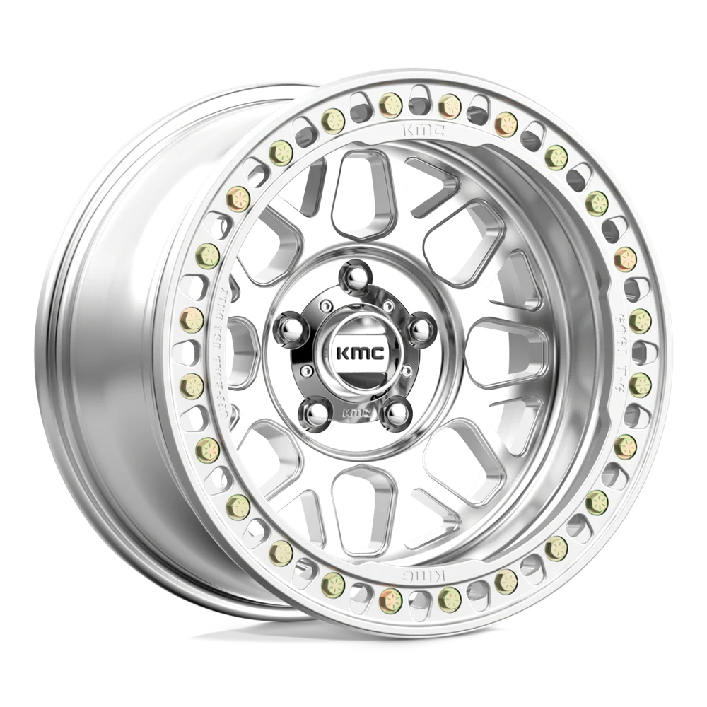 KMC KM235 Grenade Crawl beadlock wheel, 17x9 5x127 machined, angled view