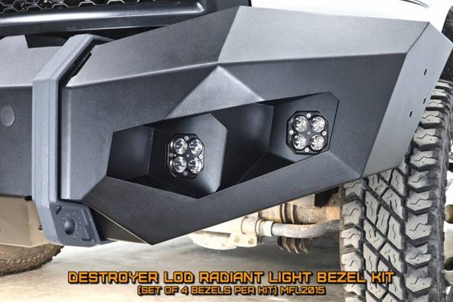 LOD Offroad Offroad Destroyer Truck Radiant Light Bezel Kit, Black Texture, Silverado 2500HD, 3500