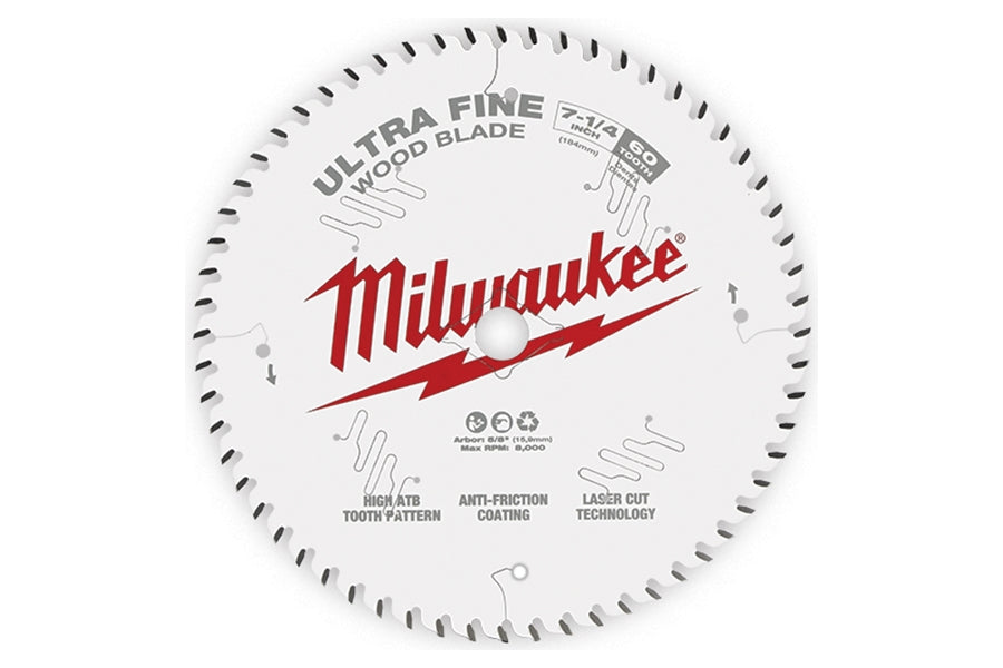 Milwaukee Tool 60T Ultra Fine Finish Circular Saw Blade - 7.25in