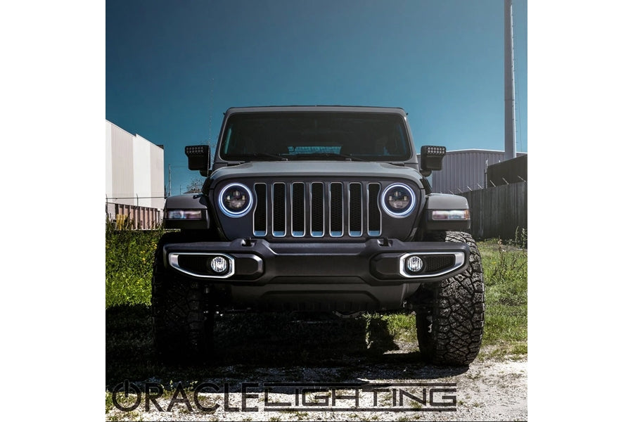 Jeep Wrangler JL & Gladiator JT Oracle 7in High Powered LED Headlight, White Halo - Pair