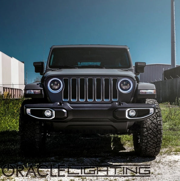 Jeep Wrangler JL & Gladiator JT Oracle 7in High Powered LED Headlights Black Bezel - Pair - ColorSHIFT BC1