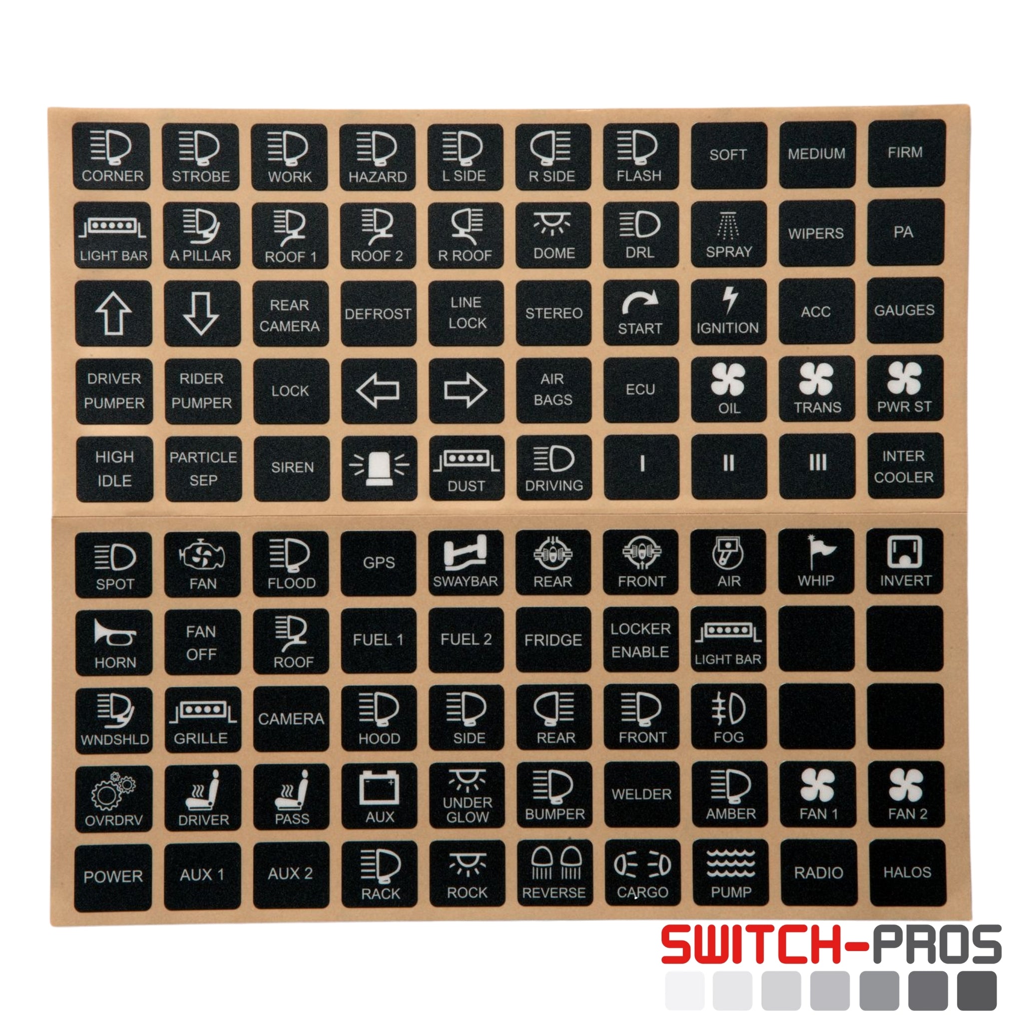Switch-Pros Horizontal Switch Panel Sticker Labels