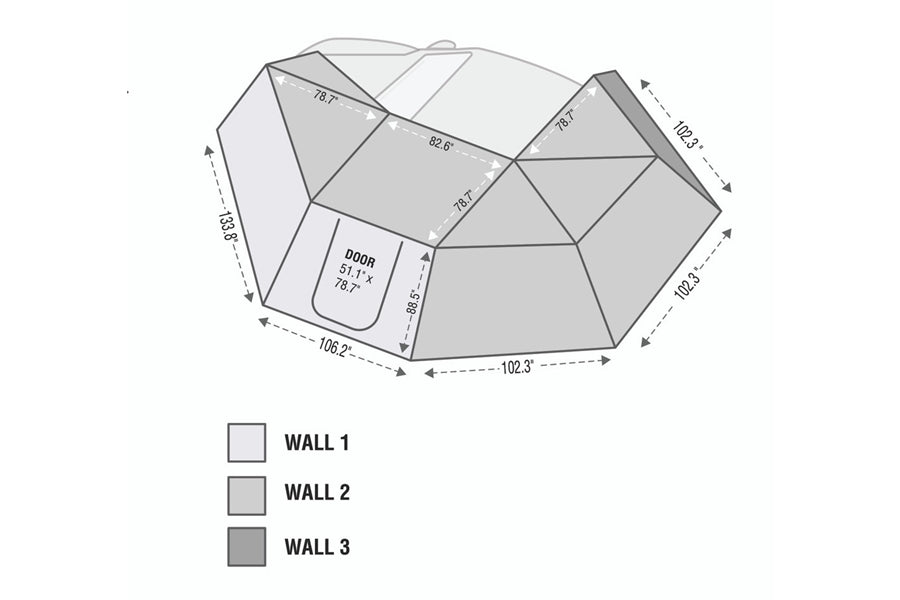 Overland Vehicle Systems Nomadic Awning 270 - Driver Side Wall 1 w/ Door - Dark Gray w/ Storage Bag