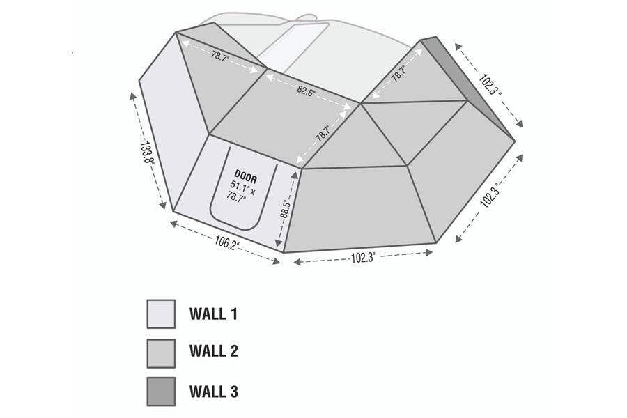 Overland Vehicle Systems Nomadic Awning 270 - Driver Side Wall 2 w/ Window - Dark Gray w/ Storage Bag