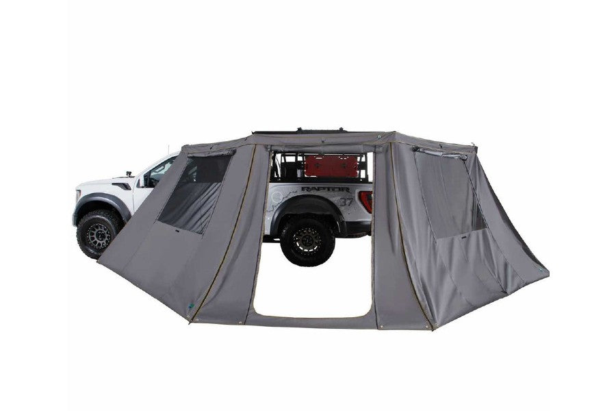 Overland Vehicle Systems HD Nomadic 180 LTE Awning Wall w/ Windows - Gray Body/Green Trim