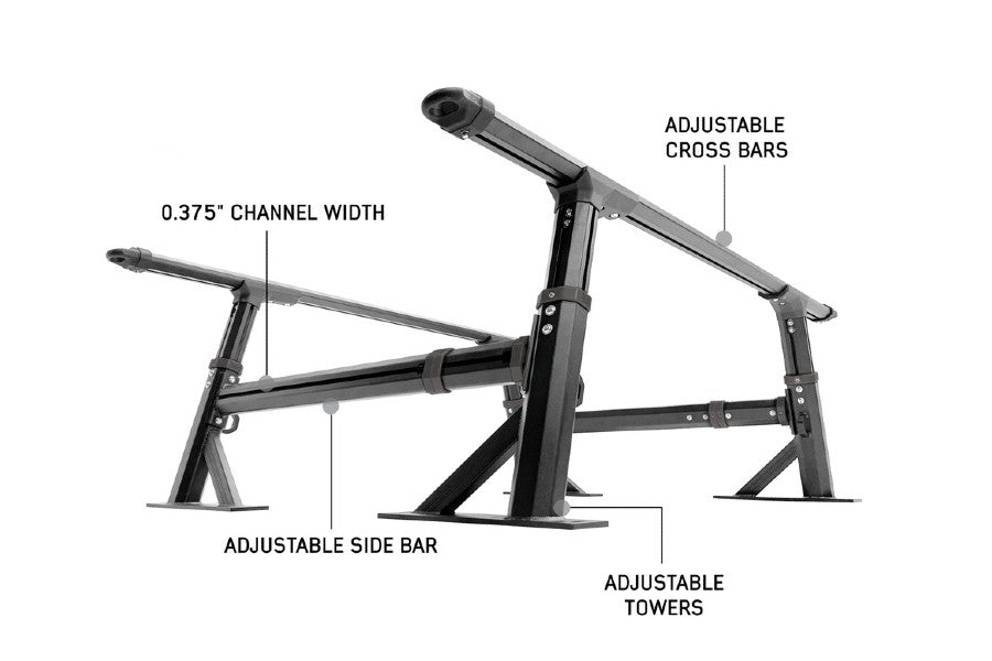 Overland Vehicle Systems Freedom Rack w/ Cross Bars and Side Supports - 6.5ft Support Bars