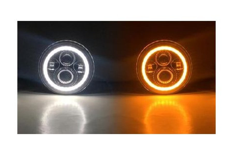 Jeep Wrangler JK, TJ & CJ Quake LED 7 inch Headlights - White and Amber Turn Signals