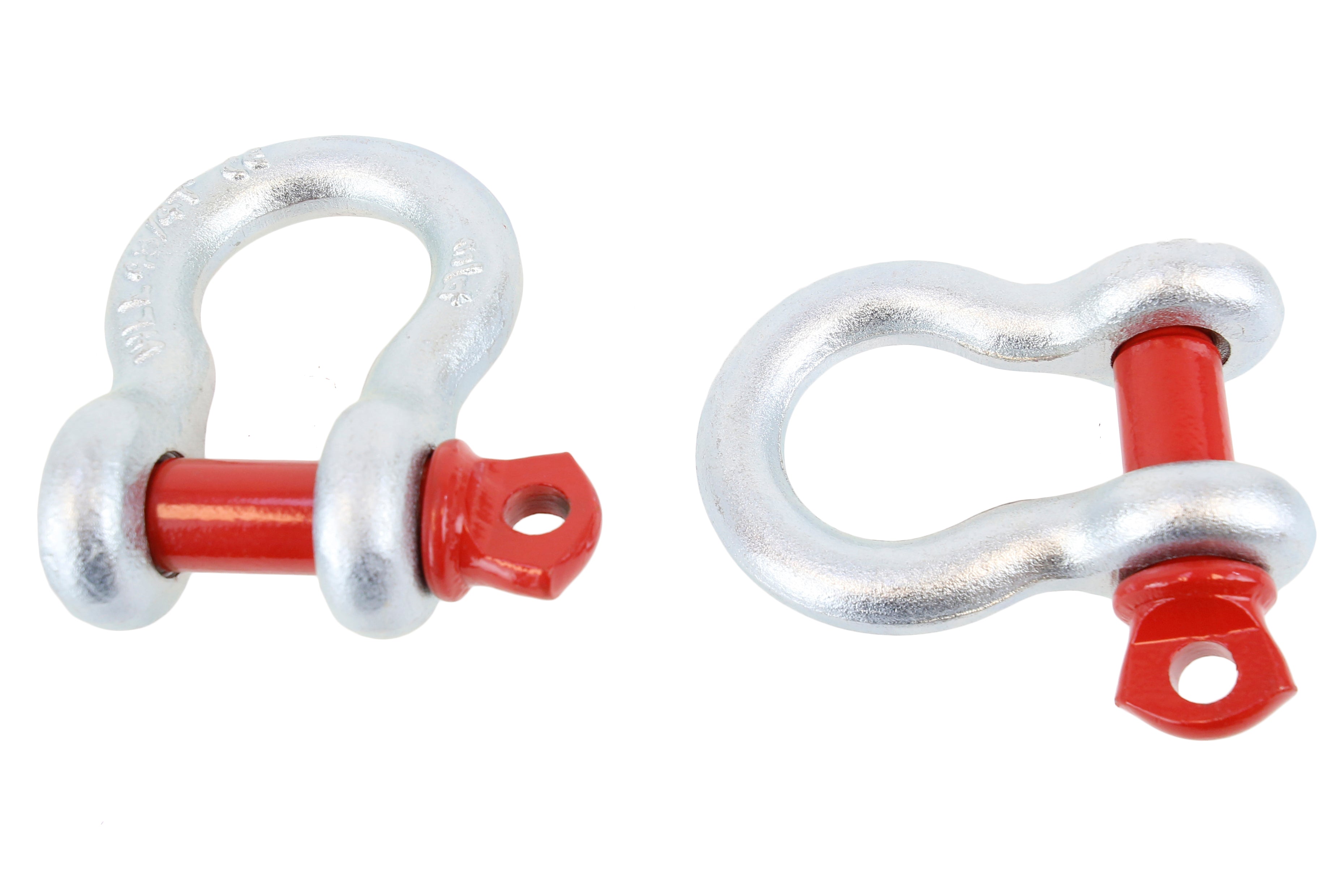 Rugged Ridge D-Ring Shackles, 3/4in Galvanized w/Red Pin - Pair