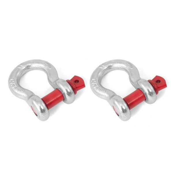 Rugged Ridge D-Ring Shackles, 5/8in, Galvanized w/ Red Pin, Pair