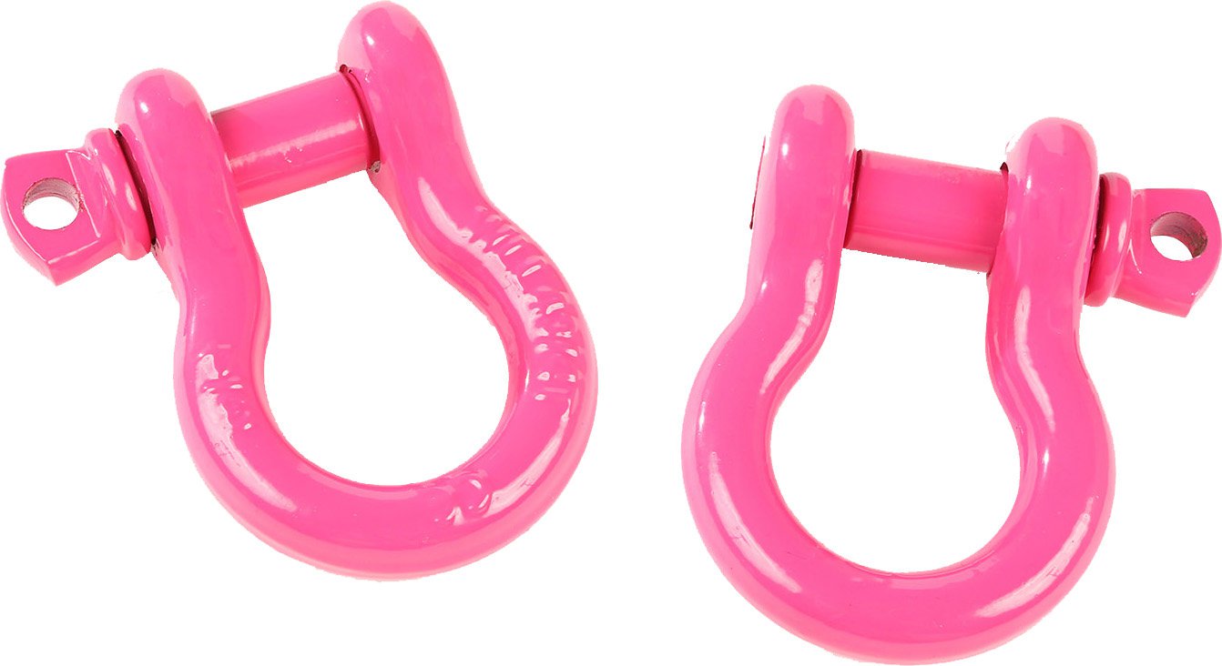 Rugged Ridge D-Ring Shackles, 3/4in Pink - Pair