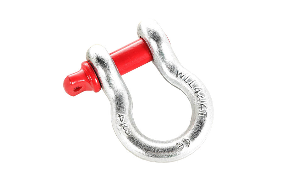 Rugged Ridge D-Ring Shackle, 3/4in - Galvanized w/Red Pin
