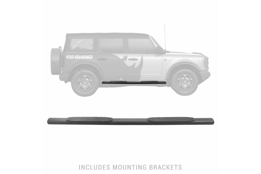 Jeep Wrangler JL 4-Door Go Rhino1000 Series Oval Side Steps, Black - No Brackets