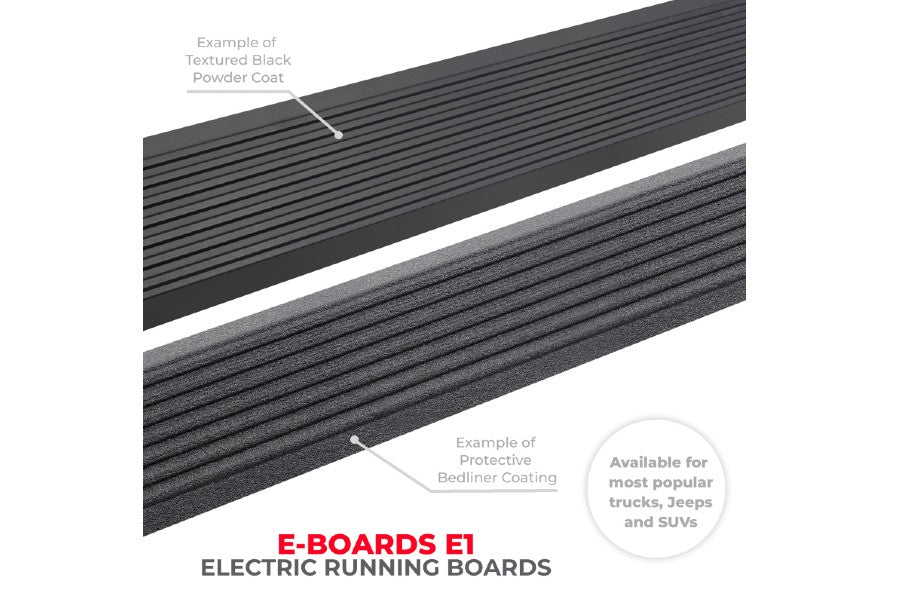 Go Rhino E-Board E1 Electric Running Board Kit - Bedliner Coating - Silverado 1500, 2500, 3500, Sierra 1500, 2500, 3500 (Including HD, Gas and Diesel)