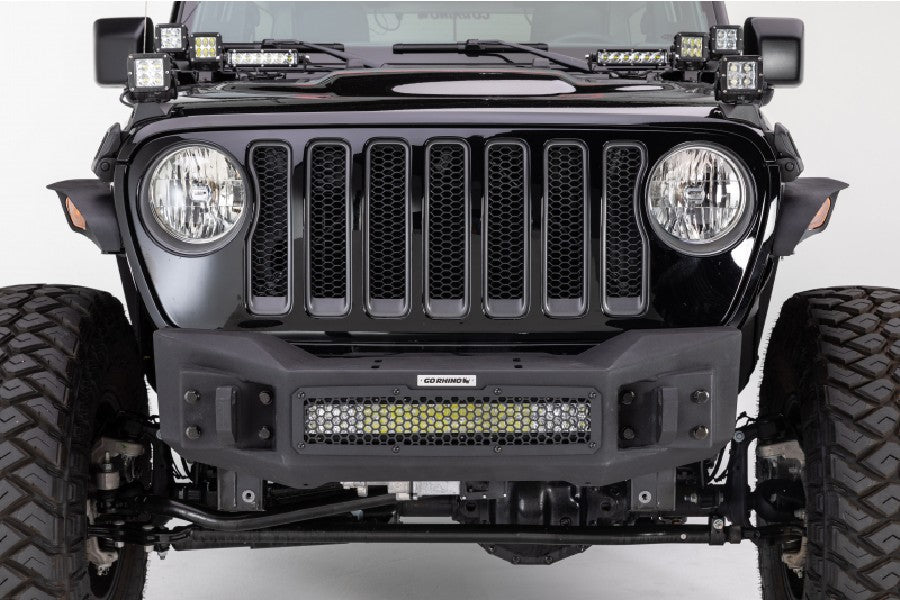 Jeep Wrangler JL, JK & Gladiator JT Go Rhino Rockline Front Stubby Bumper - Winch Ready