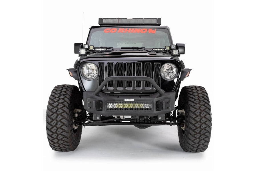 Go Rhino Rockline Winch Ready Front Stubby Bumper with Overrider - JK/JL/JT