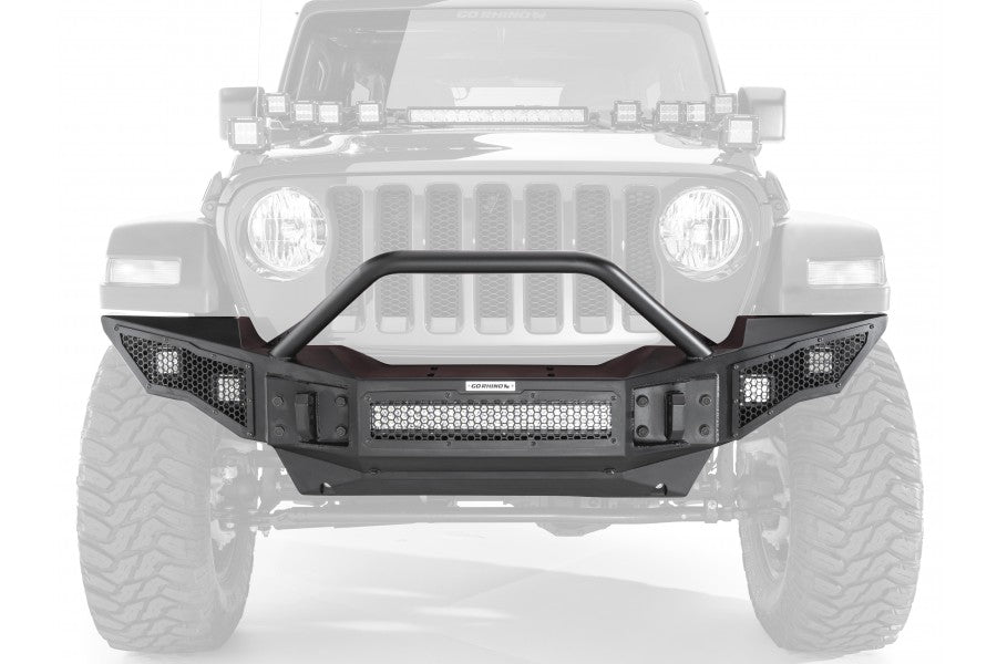 Jeep Wrangler JL, JK & Gladiator JT Go Rhino Rockline Full Width Front Bumper w/ Overrider Bar - Winch Ready