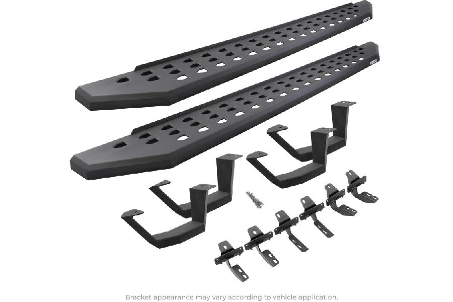 Jeep Wrangler JK 4-Door Go Rhino RB20 Running Boards w/ Mounting Brackets - Textured Black - 2 Pairs of Drop Steps