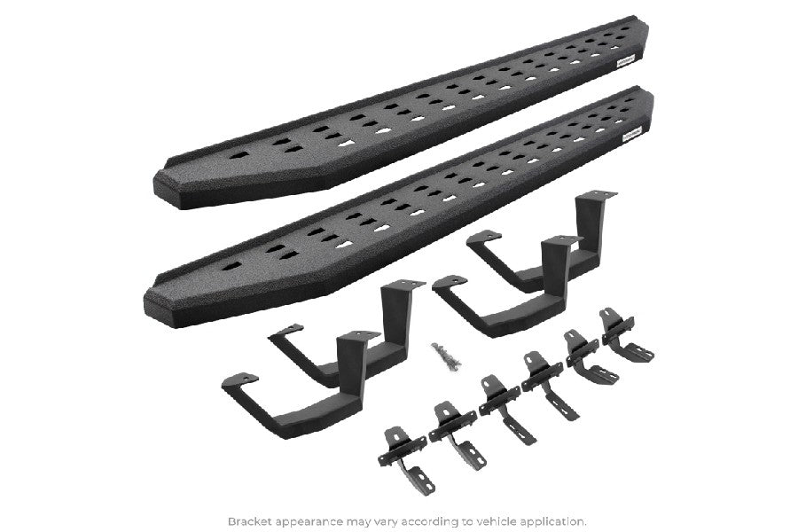 Jeep Wrangler JK 4-Door Go Rhino RB20 Running Boards w/ Mounting Brackets - Bedliner Coat - 2 Pairs of Drop Steps