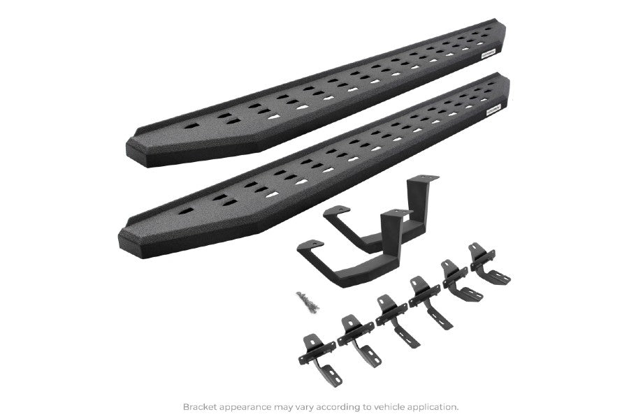 Jeep Wrangler JK 2-Door Go Rhino RB20 Running Boards w/ Mounting Brackets - Bedliner Coat - Pair