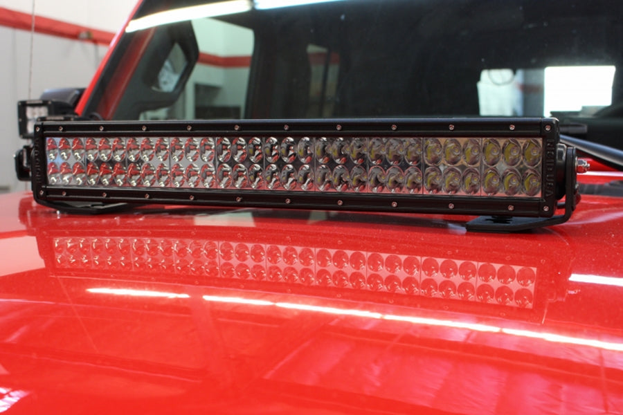 Jeep Wrangler JL & Gladiator JT Go Rhino 20in Double Row LED Light Bar Center Hood Mount