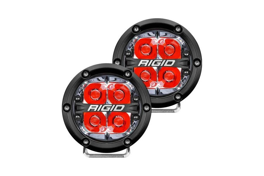 Rigid Industries 360-Series 4in Off-road Spot Beam - Red Backlight - Pair