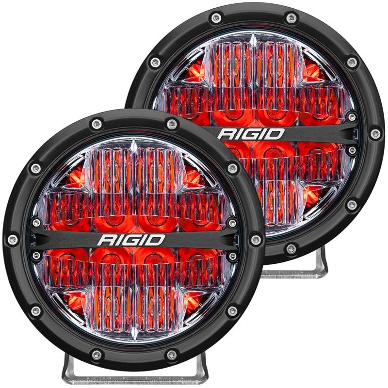 Rigid Industries 360-Series 6in LED Off-Road Drive Beam - Red Backlight - Pair