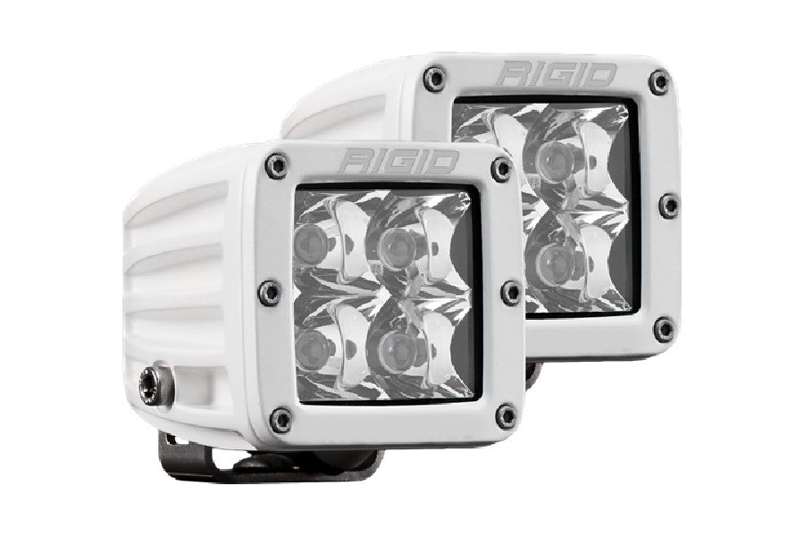 Rigid Industries D-Series Hybrid Lights w/ Surface Mount, Flood Light Pattern - White - Pair