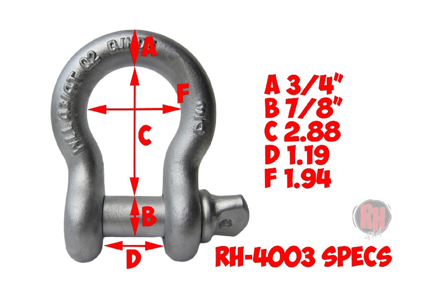Rock Hard 4x4 Galvanized Recovery Clevis - 0.75in