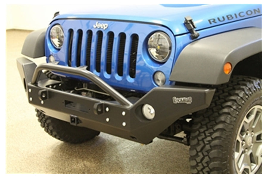 Rock Hard 4x4 Patriot Series Full Width Front Bumper w/ Receiver and Lowered Winch Mount, JK