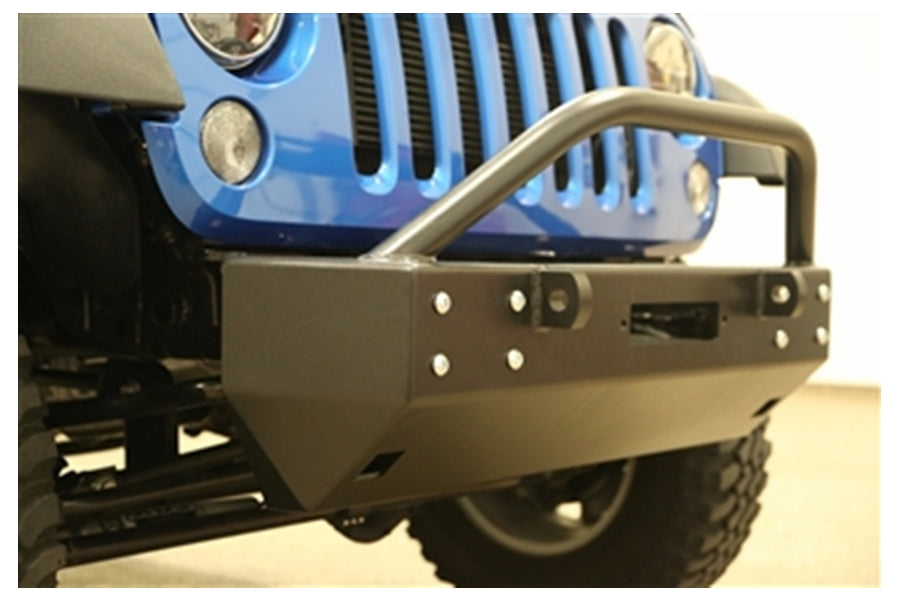 Rock Hard 4x4 Patriot Series Aluminum Front Bumper Grille Width w/Lowered Winch Plate, JK