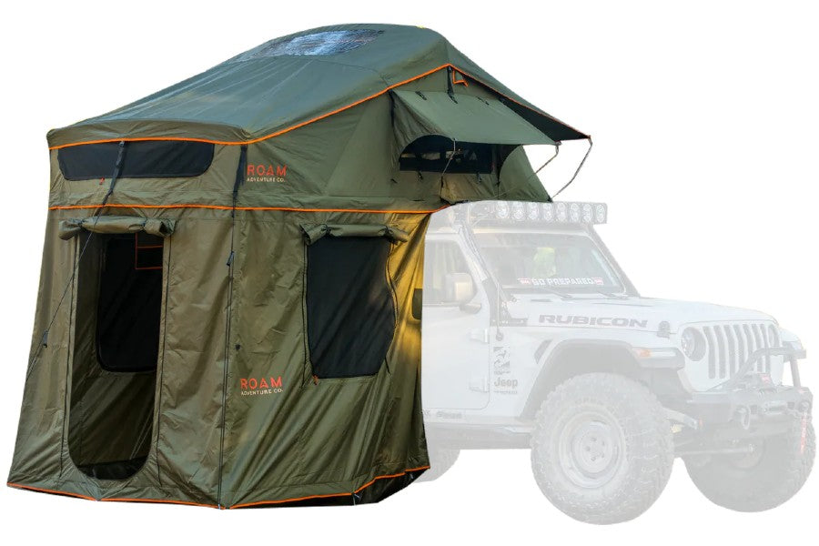 Roam Vagabond XL Rooftop Tent with Annex, Forest Green, Hyper Orange