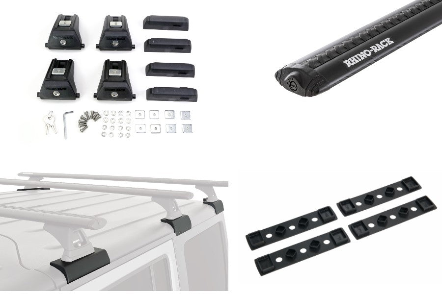 Rhino Rack Bone Jeep Wrangler JK 4-Door Rhino Rack Vortex RLT600 2-Bar Back Bone Roof ...